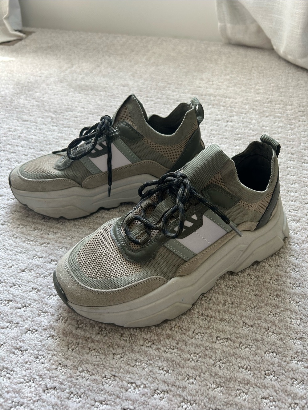 Chunky Olive Green Platform Sneakers